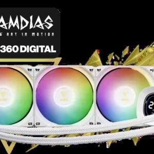 Gamdias AURA GL360 DIGITAL Liquid Cooler - White / Real-Time Digital Display Performance Monitoring / Motherboard Sync ARGB Custom Lighting /