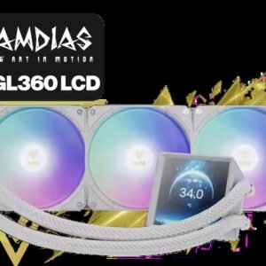 Gamdias AURA GL360 LCD Liquid Cooler - White / 4\" (480x480) IPS LCD Display Resolution / Upgraded Copper Base Superior Heat Transfer / Hydraulic