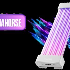 AsiaHorse Aurora ARGB PSU Cable Cover Kit - Black / 24-Pin + 8-Pin Covers / 80+ Addressable LEDs / 5V 3-Pin Motherboard Sync