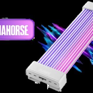 AsiaHorse Aurora Learn ARGB PSU Cable Cover - White / 24-Pin / 108 Addressable LEDs / Controller + Remote / 5V 3-Pin Sync