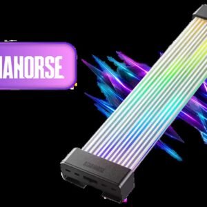 AsiaHorse Aurora Learn ARGB PSU Cable Cover - Black / 3x 8-Pin GPU / 108 Addressable LEDs / Controller + Remote / 5V 3-Pin Sync