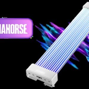 AsiaHorse Aurora Learn ARGB PSU Cable Cover - White / 3x 8-Pin GPU / 108 Addressable LEDs / Controller + Remote / 5V 3-Pin Sync
