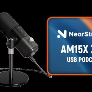 NearStream AM15X XLR/USB Podcast Microphone with Desk Stand / Supercardioid AI Noise Cancellation / USB And XLR Dual Connectivity / 125dB Max SPL No