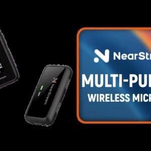 NearStream Multi-Purpose Wireless Microphone / AI Noise Canceling / 200m Wireless Transmission / 1x Transmitter & 1x Receiver / LCD Display for Live