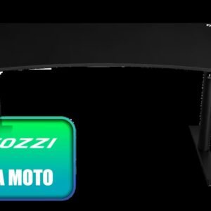 Arozzi Arena Moto Motorized Ultrawide Curved Office and Gaming Desk - Black / Sit-Stand Desk Monitor Mount / Cable Management Cut-Outs / Adjustable