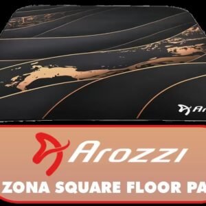 Arozzi Floor Mat, Zona Quattro Microfiber Gaming Chair Floor Mat for Carpet, Anti-Slip Noise Dampening Floormat for Office Chair (Black Gold) /