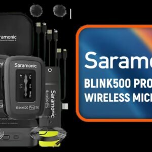 Saramonic Blink500 Pro B4 Mini Dual-Channel Stereo Wireless Microphone with Charging Case, OLED Display& 3.5mm Headphone Output with MFi Certified