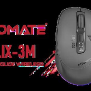 PROMATE BLIX-3M Black Silent-Click Wireless Mouse / Triple-Mode Connectivity / Bluetooth 5.1 x2 / 2.4GHz Connectivity / Multi-Device Switching (Up to