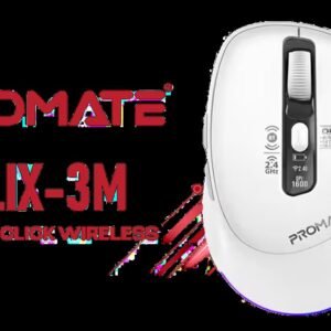 PROMATE BLIX-3M Silent-Click Wireless Mouse - White / Triple-Mode Connectivity / Bluetooth 5.1 x2 / 2.4GHz Connectivity / Multi-Device Switching (Up