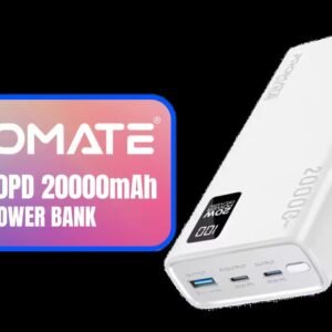 Promate Bolt-20PD Compact Smart Charging Power Bank - White / 20000mAh Li-Polymer Battery / Rapid Charging Capabilities / LCD Battery Display / Three