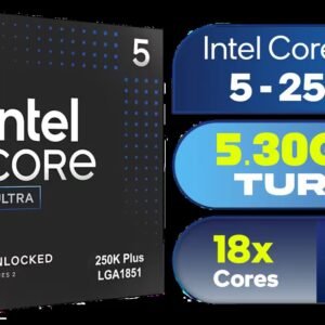 Intel Core Ultra 5 250K Plus Desktop Processor / 18x (6P + 12E) Cores / 18x Threads / Up to 5.3GHz Turbo Boost / LGA 1851 Series Chipset 159W /