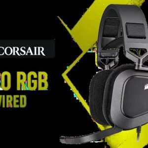Corsair HS80 RGB USB Wired Gaming Headset - Carbon / 50mm Neodymium 20Hz-30kHz Drivers / Dolby Atmos 7.1 Surround Sound / 24-Bit 96kHz USB Audio /