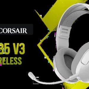 Corsair HS35 v3 Wireless Gaming Headset - White / 50mm Neodymium Drivers / Tri-Mode 2.4GHz Bluetooth and USB / 30 Hour Battery / Dolby Atmos on PC /