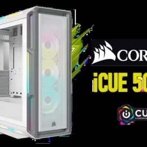 CORSAIR iCUE 5000T RGB Tempered Glass Mid-Tower Gaming E-ATX PC Case - White / 3x L120 RGB Fans Included / Supports Motherboards up to E-ATX / Clean