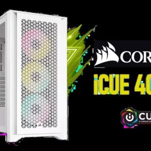 Corsair iCUE 4000D RGB Airflow Mid-Tower Gaming E-ATX PC Case - 3X AF120 RGB Elite Fans - iCUE Lighting Node PRO Controller - Supports Motherboards