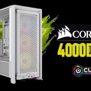 Corsair FRAME 4000D RS ARGB Modular Mid-Tower Gaming E-ATX PC Case - White / InfiniRail™ Fan Mounting System / Dual 360mm radiator support / GPU