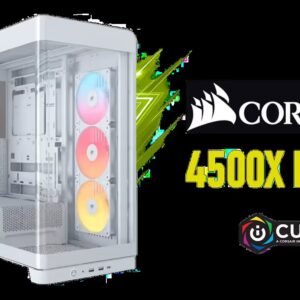 Corsair FRAME 4500X RS-R ARGB Panoramic Glass Mid-Tower Gaming Case - White / Mini-ITX, Micro-ATX, ATX, E-ATX Motherboard Support / Single-piece