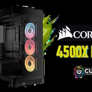 CORSAIR FRAME 4500X LX-R RGB iCUE LINK Mid-Tower PC Case - Black / Panoramic Curved Tempered Glass Panel / 3× iCUE LINK LX-R RGB 120mm Reverse Fans