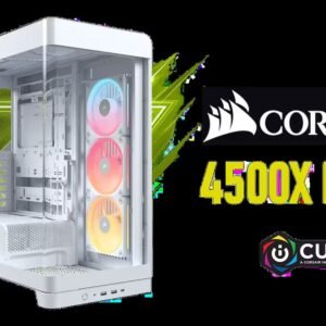 CORSAIR FRAME 4500X LX-R RGB iCUE LINK Mid-Tower PC Case - White / Panoramic Curved Tempered Glass Panel / 3× iCUE LINK LX-R RGB 120mm Reverse Fans