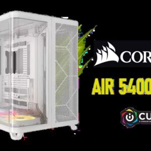 CORSAIR AIR 5400 LX-R RGB iCUE LINK Triple-Chamber Mid-Tower PC Case  - White / Dual Airflow Ducts for Enhanced Air Circulation / Dual Curved