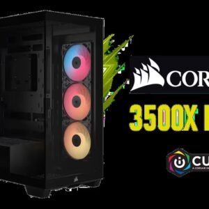 CORSAIR 3500X RS-R ARGB Mid-Tower PC Case - Black / Wraparound Tempered Glass Panels / 3× RS120-R ARGB Fans Included / Optimized Airflow with Side,