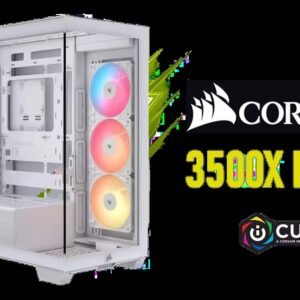 CORSAIR 3500X RS-R ARGB Mid-Tower PC Case - White / Wraparound Tempered Glass Panels / 3× RS120-R ARGB Fans Pre-Installed / Optimized Airflow with