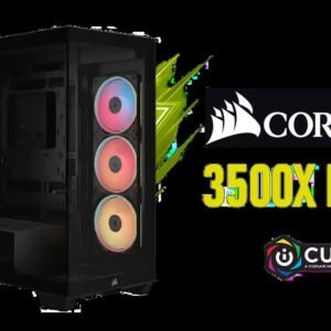 CORSAIR 3500X LX-R RGB iCUE LINK Mid-Tower PC Case - Black / Wraparound Tempered Glass Panels / 3× iCUE LINK LX120-R RGB Fans Included with System