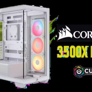 CORSAIR 3500X LX-R RGB iCUE LINK Mid-Tower PC Case - White / Wraparound Tempered Glass Panels / 3× iCUE LINK LX120-R RGB Fans Included with System