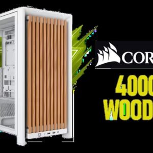 Corsair FRAME 4000D WOOD RS Modular Mid-Tower PC Case - White/Oak / Solid Oak Front Panel / 4x RS120 PWM Fans Included / 430mm GPU Clearance / Triple