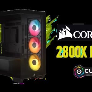 Corsair 2800X RS-R ARGB Micro-ATX PC Case - Black / Wraparound Tempered Glass Front / 3x RS120-R ARGB Reverse Intake Fans Included / 410mm GPU