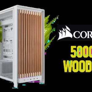 Corsair FRAME 5000D WOOD RS Modular Mid-Tower PC Case - White/Oak / FSC-Certified Solid Oak Front Panel / 2x RS200 200mm and 1x RS140 140mm PWM Fans