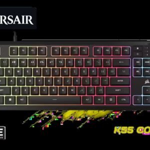 CORSAIR K55 CORE TKL RGB Gaming Keyboard / Compact Tenkeyless Design / 8-Zone RGB Backlighting / 300ml Spill-Resistant Build / Dedicated Media &