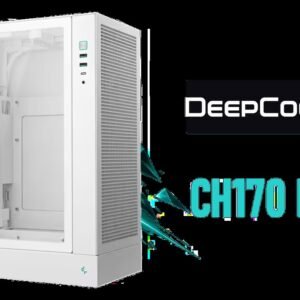DeepCool CH170 PLUS Vertical Mid-Tower Case – White / Supports Mini-ITX, Micro-ATX / High-Airflow Design with Mesh Panels / Transparent Tempered