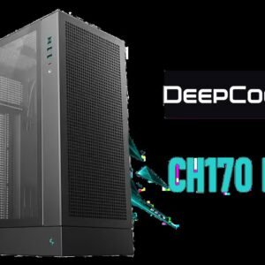 DeepCool CH170 PLUS Vertical Mid-Tower Case – Black / Supports Mini-ITX, Micro-ATX / High-Airflow Design with Mesh Panels / Transparent Tempered