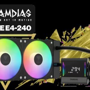 Gamdias Chione E4-240 Liquid Cooler / Hydraulic PWM Fans / Dual Infinite Mirror / Real-time Digital Display / Patented PWM Pump / Motherboard Sync