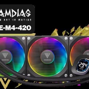 GAMDIAS RGB CPU Liquid Cooler 420mm AIO with 2.1\" Rotating Display & Customized App, CPU Water Cooler w/Thicker Radiator for Extreme Cooling,