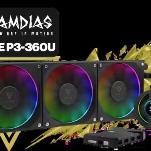 Gamdias CHIONE P3-360U All-in-One CPU Liquid Cooler / Personalized Lcd Display / Superior Radiator / Superior Airflow Performance / Premium Hydraulic