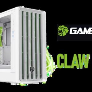 Gamemax CLAW 460 Mid-Tower Gaming Case - White / Supports ATX, M-ATX & ITX Motherboards / Tool-Free Glass Side Panel / Supports up to 9x 120mm Fans /