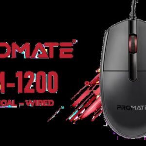 Promate CM-1200 Ergonomic Optical Mouse / 1200 DPI / Ambidextrous Design / Mac OS & Windows OS Compatible / CM-1200