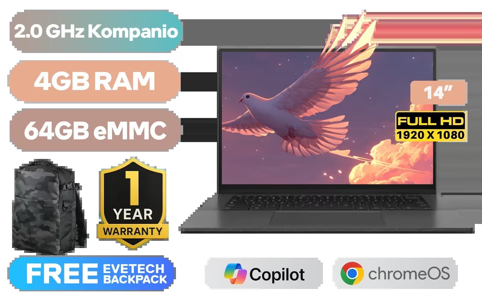 Asus Chromebook CM14 4GB/64GB - Image 2