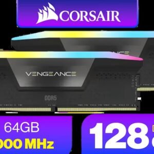 Corsair Vengeance RGB DDR5 128GB (2x64GB) 6000MHz C40 Desktop Memory - Black / Intel Optimized / Dynamic Ten-Zone RGB Lighting / Onboard Voltage