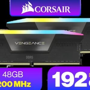 Corsair Vengeance RGB DDR5 192GB (4x48GB) DDR5 5200MHz CL38 Memory – Black / Ten-zone panoramic RGB lighting / Custom Intel XMP 3.0 profiles /