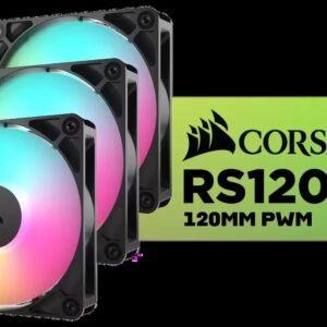 Corsair RS120 ARGB 120mm PWM Fans - Triple Pack / Daisy-chained / AirGuide Technology / Magnetic Dome Bearing