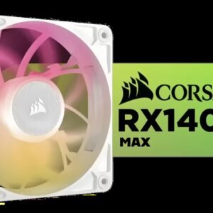 Corsair iCUE LINK RX140 MAX RGB 140mm PWM Thick Fan Expansion - White / High Static Pressure / Magnetic Dome Bearing / Eight RGB LEDs with Side