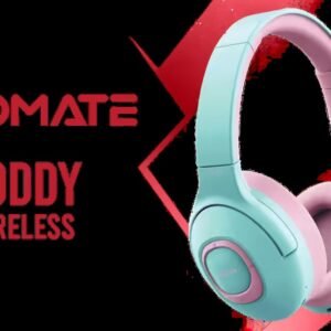 Promate Coddy Hi-Definition SafeAudio™ Wireless Headphone - Bubblegum / 300mAh Battery / Up to 20 hours of Playtime / AUX Support / Kid Proof /