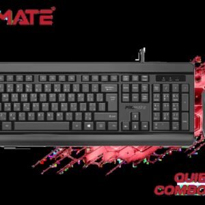 Promate Quiet Keys Wired Keyboard and Mouse / 1200 DPI Mouse / Quiet Keys Keyboard / Mac OS & Windows OS Compatible / Combo-CM6.EN