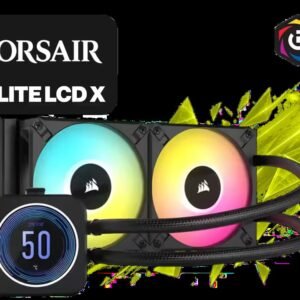 Corsair iCUE H100i Elite LCD XT Liquid CPU Cooler - IPS LCD Screen - Two AF120 RGB Elite Fans - 240mm Radiator - Fits Intel® LGA 1700, AMD® AM5, and