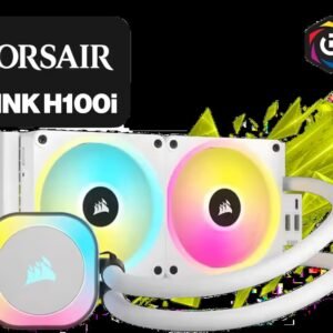 CORSAIR iCUE Link H100i RGB Liquid CPU Cooler - 240mm AIO - QX120 RGB Fans - Fits Intel® LGA 1700, AMD® AM5 - iCUE Link System Hub Included - White /
