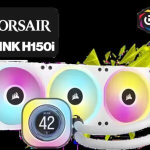 CORSAIR iCUE Link H150i LCD Liquid CPU Cooler - 360mm AIO - QX120 RGB Fans - 2.1” IPS LCD Screen - Fits Intel LGA 1700, AMD AM5 - iCUE Link System