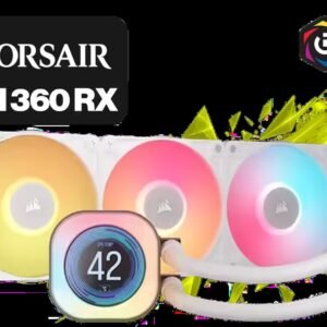 Corsair iCUE LINK TITAN 360 RX LCD Liquid CPU Cooler - White / Customizable LCD screen / Three RX120 RGB fans / Intel LGA 1851/1700, AMD AM5/AM4 /